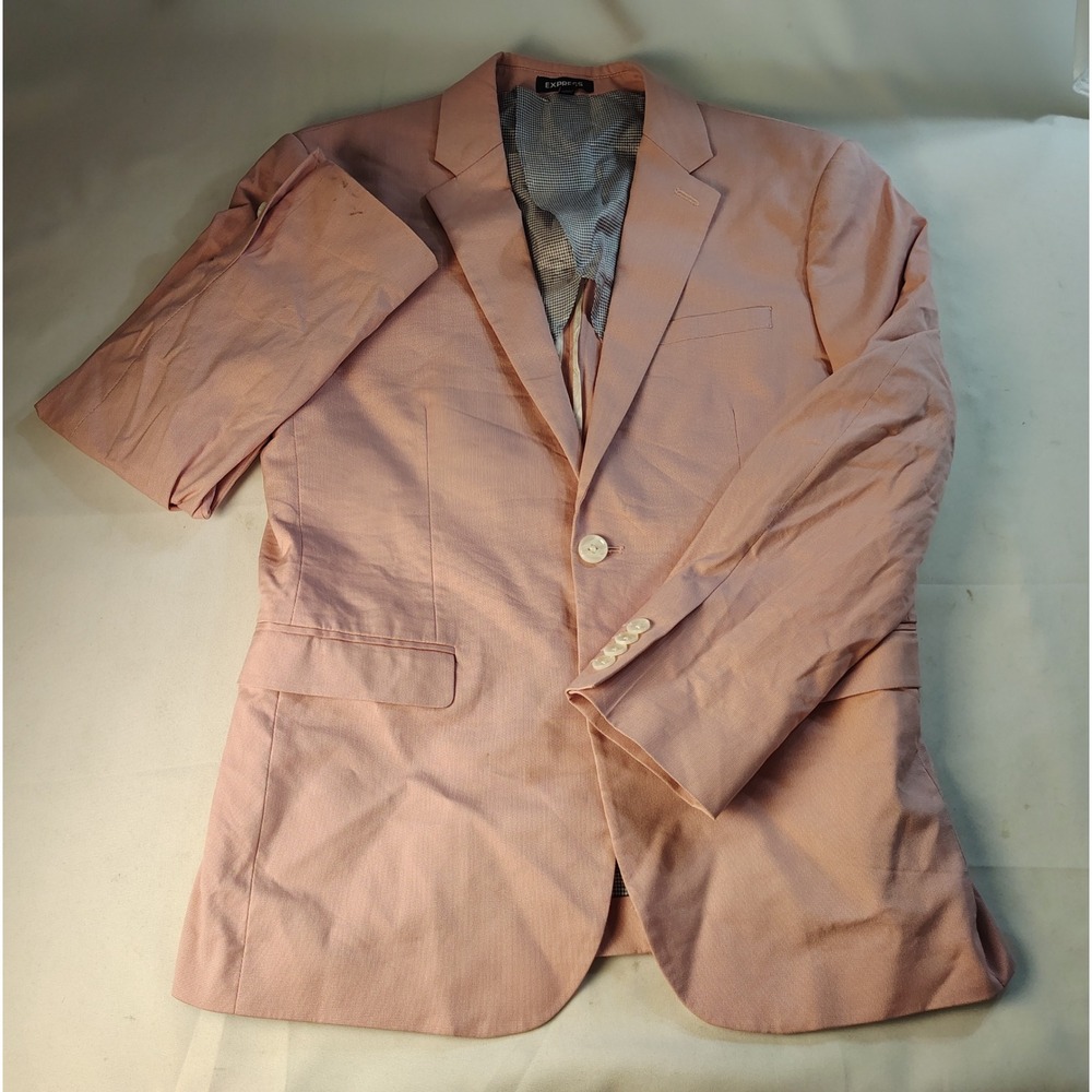 Express Mens Extra Slim Stretch Blazer Pink Textured Sport Coat 38S 38C